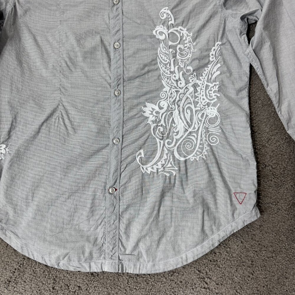 Guess Embroidered Men's Shirt - NWT - 100% Cotton - Western - Illusion Blue - Picture 2 of 13